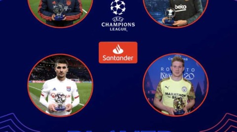 欧冠淘汰赛首回合最佳球员候选：德布劳内领衔，四将闪耀