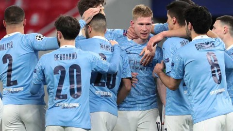 欧冠焦点战：曼城横扫门兴强势晋级，丁丁世界波闪耀布达佩斯