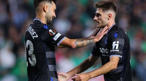 欧联杯小组赛皇家社会客场完胜奥莫尼亚