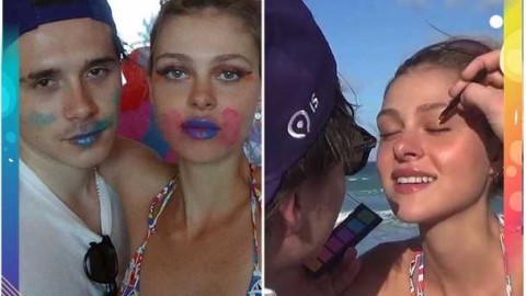 布鲁克林与妮可拉海边度假的搞笑化妆对决，恩爱变“花脸猫”甜翻众人