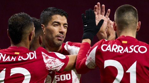 苏亚雷斯格列兹曼双星闪耀 马竞五球横扫马哈达翁达