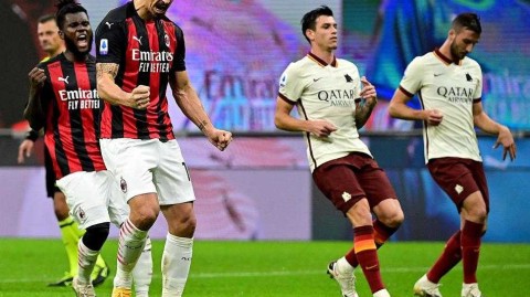 意甲经典对攻战：AC米兰与罗马的进球盛宴，红黑军团三次领先却遗憾战平