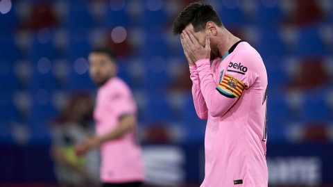 西甲争冠致命一击：梅西破门难救主，巴萨客战莱万特补时遭绝平