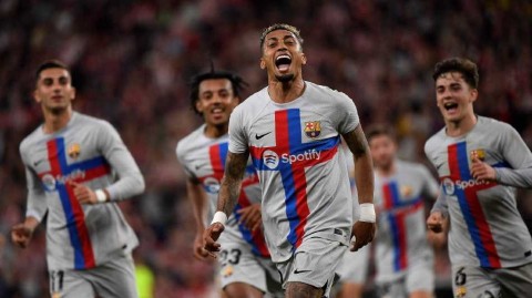 布斯克茨妙传拉菲尼亚一锤定音 巴萨客胜毕尔巴鄂九分领跑