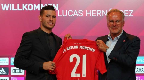 卢卡斯-埃尔南德斯降临安联 拜仁八千万欧元先生正式亮相