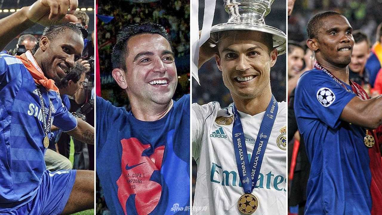 C罗在欧冠夺冠后忘情庆祝，他身后的背景板是基辅的夜空，眼神中既有卫冕的霸气也藏着一丝即将告别的迷离。